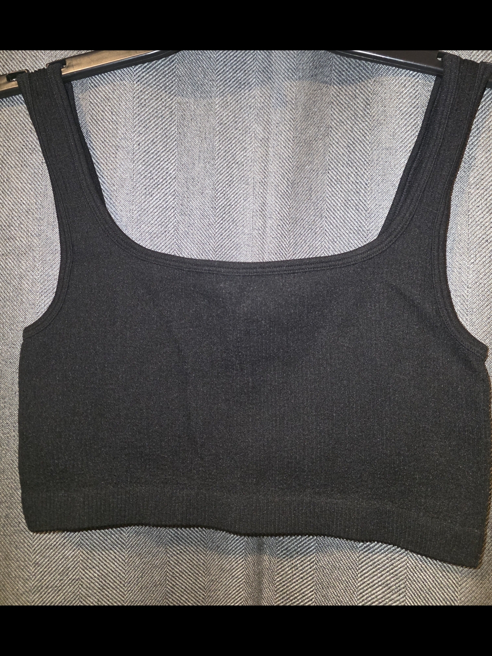 Black Ribbed Crop Tank